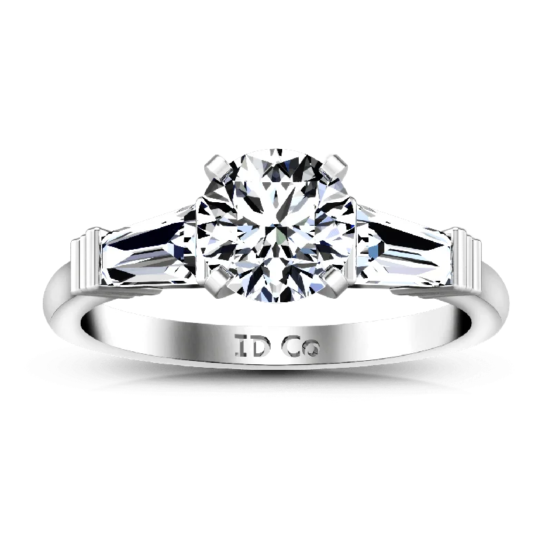 Interlocking Band Women's Rings in White Gold for a Modern DesignThree Stone Engagement Ring Structural Tapered Baguette 14K White Gold Interlocking Band Women's Rings in White Gold for a Modern DesignThree Stone Engagement Ring Structural Tapered Baguette 14K White Gold