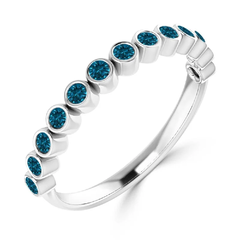Signature - Design Women's Diamond Rings with a Brand - Specific Pattern and High - Quality DiamondsAuriya Stackable 1/4ct TDW Round Bezel Set Blue Diamond Wedding Band 10K Gold Signature - Design Women's Diamond Rings with a Brand - Specific Pattern and High - Quality DiamondsAuriya Stackable 1/4ct TDW Round Bezel Set Blue Diamond Wedding Band 10K Gold