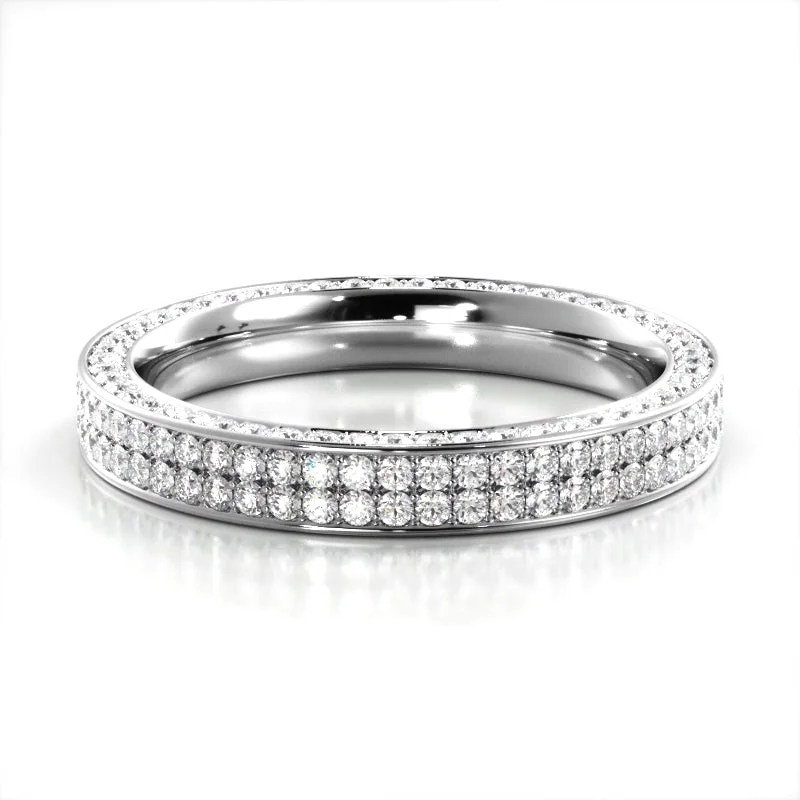 Adjustable Women's Diamond Rings with a Flexible Band for a Comfortable and Custom Fit1.09 ct. Round Diamond Three Sided Wedding Ring Adjustable Women's Diamond Rings with a Flexible Band for a Comfortable and Custom Fit1.09 ct. Round Diamond Three Sided Wedding Ring