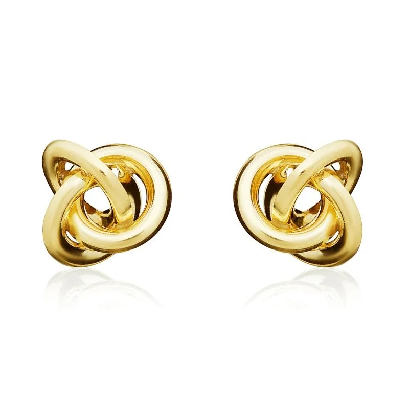 9ct Yellow Gold 11mm Looped Knot Stud Earrings
