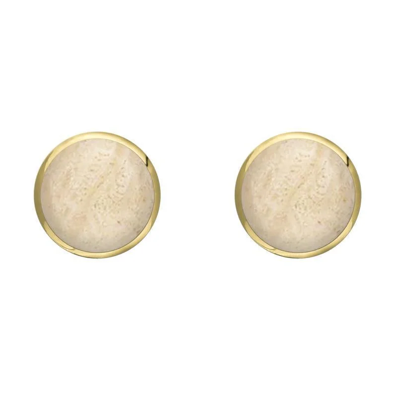 9ct Yellow Gold Coquina 6mm Classic Medium Round Stud Earrings