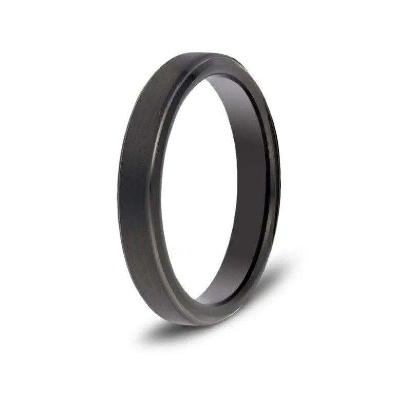 Floral - Patterned Women's Rings in 18K Yellow Gold for a Feminine Look4mm Brushed Black Tungsten Ring Floral - Patterned Women's Rings in 18K Yellow Gold for a Feminine Look4mm Brushed Black Tungsten Ring