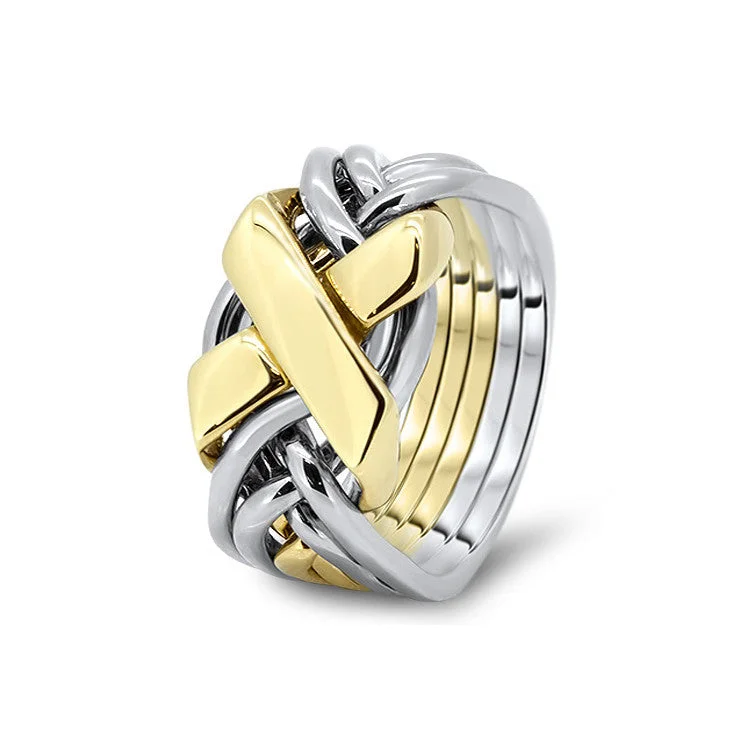 Puzzle rings with a hummingbird design for joy and energyMens Gold 6FX-M