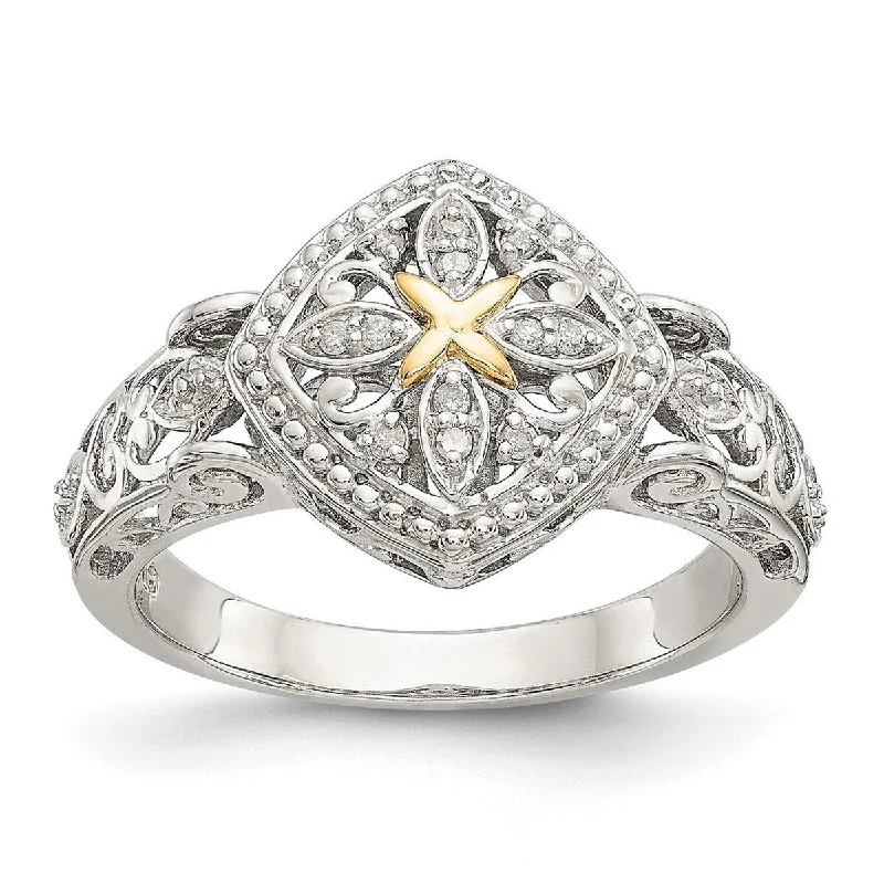 Women's Solitaire Diamond Rings with Round - Cut Diamonds and Platinum Settings for an Elegant EngagementCurata 925 Sterling Silver Polished With 14k Yellow Diamond Ring Women's Solitaire Diamond Rings with Round - Cut Diamonds and Platinum Settings for an Elegant EngagementCurata 925 Sterling Silver Polished With 14k Yellow Diamond Ring