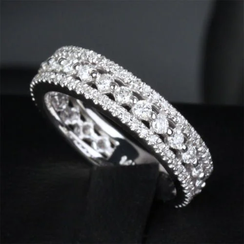 Anniversary rings with a diamond - and - peridot combinationTriple Row Diamond Eternity Anniversary Ring 14k White Gold Anniversary rings with a diamond - and - peridot combinationTriple Row Diamond Eternity Anniversary Ring 14k White Gold