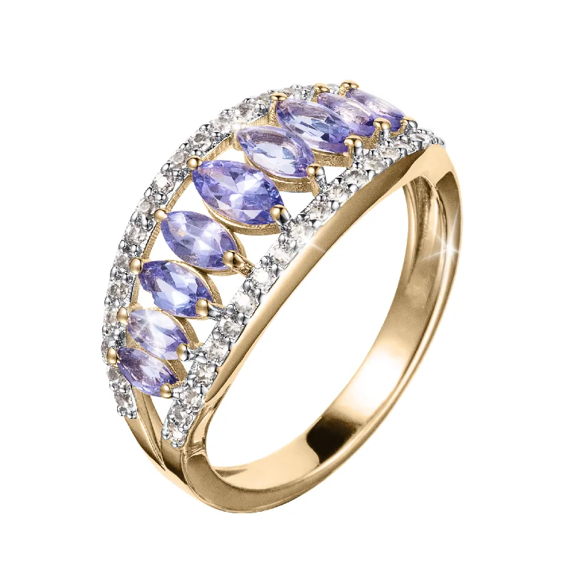 Minimalist Women's Rings with a Single Pearl in 14K Gold - Plated BandsTwilight Tanzanite Ring Minimalist Women's Rings with a Single Pearl in 14K Gold - Plated BandsTwilight Tanzanite Ring