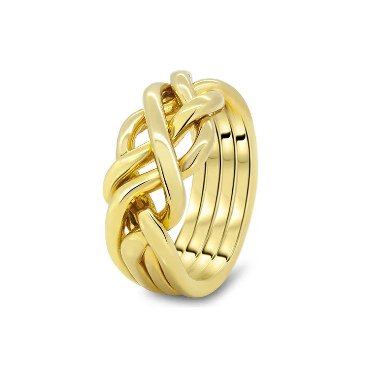 Puzzle rings with a tribal pattern for a cultural touchMens Gold 4HB-M