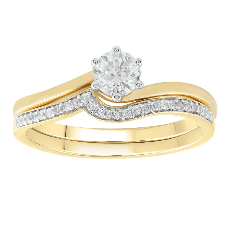 Princess - Cut Women's Diamond Rings in White Gold with a High - Clarity Diamond for a Modern Look9Ct Yellow Gold 0.60Ct Hi/I1 Round Brilliant Cut Diamond Engagement And Wedding Ring Set Princess - Cut Women's Diamond Rings in White Gold with a High - Clarity Diamond for a Modern Look9Ct Yellow Gold 0.60Ct Hi/I1 Round Brilliant Cut Diamond Engagement And Wedding Ring Set