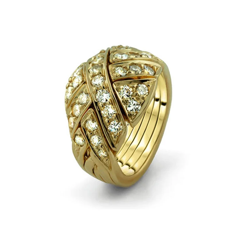 Stackable puzzle rings to create a unique lookUnisex Gold 6DO-UD