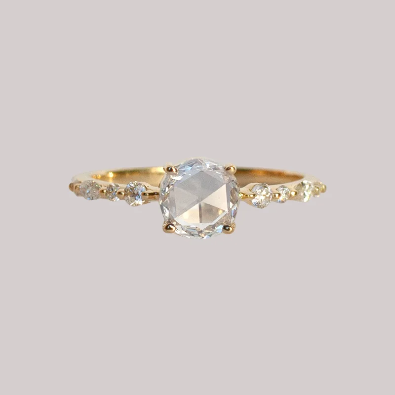 Cathedral - Style Women's Diamond Rings with a Raised Center Setting and Elaborate MetalworkSpirit Rose Cut Diamond Ring Cathedral - Style Women's Diamond Rings with a Raised Center Setting and Elaborate MetalworkSpirit Rose Cut Diamond Ring