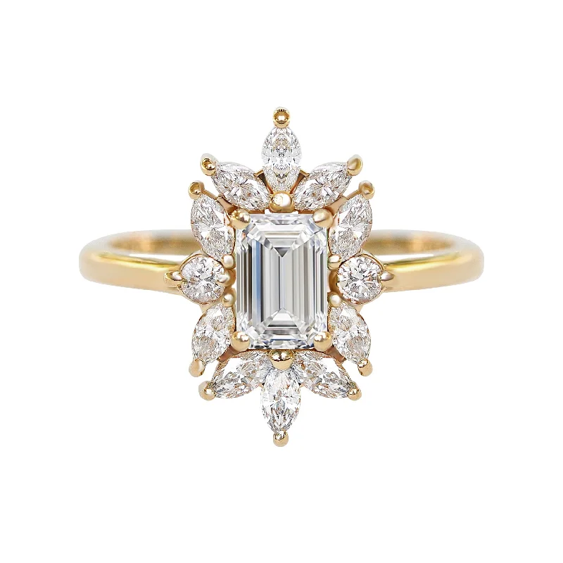 Signature - Design Women's Diamond Rings with a Brand - Specific Pattern and High - Quality DiamondsEmerald Cut, Marquise Diamond Halo Engagement ring, Charlotte ♥ Signature - Design Women's Diamond Rings with a Brand - Specific Pattern and High - Quality DiamondsEmerald Cut, Marquise Diamond Halo Engagement ring, Charlotte ♥