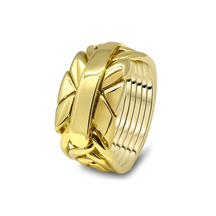Puzzle rings with a jellyfish design for a mysterious and ethereal lookMens Gold 7APC-M