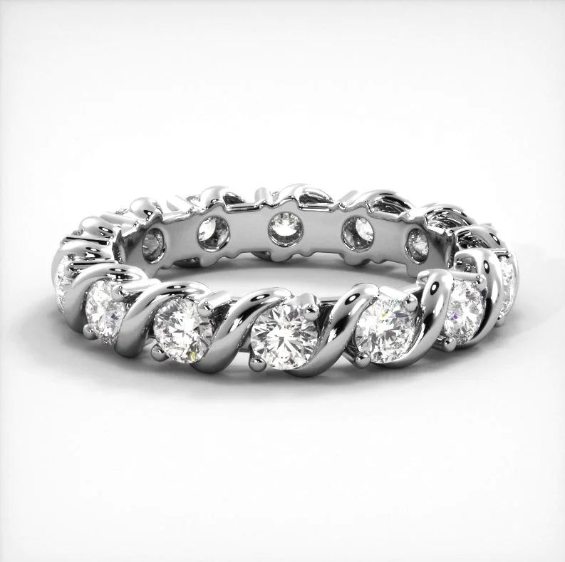 Women's Diamond Rings with Amethyst and Diamond Combinations for a Purple - Hued Elegance1.05 ct. Round Diamond Eternity Wedding Band Women's Diamond Rings with Amethyst and Diamond Combinations for a Purple - Hued Elegance1.05 ct. Round Diamond Eternity Wedding Band