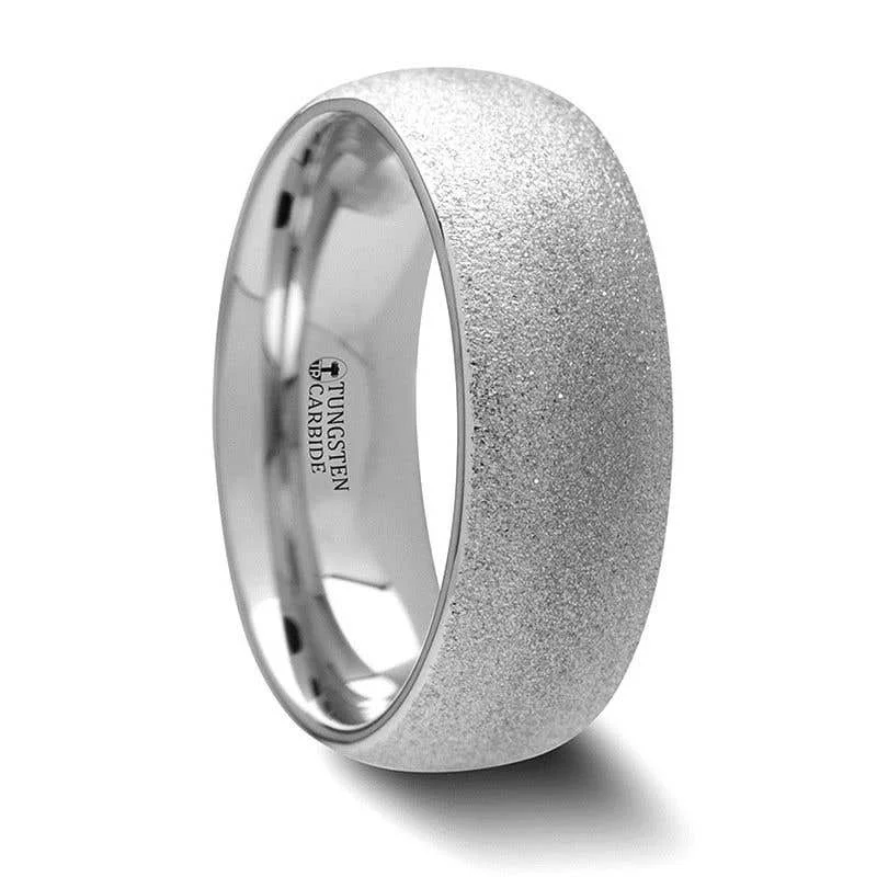 Men's tribal - print rings for a unique aestheticThorsten QUARTZ Domed Tungsten Carbide Ring with Sandblasted Crystalline Finish - 2mm - 8mm Men's tribal - print rings for a unique aestheticThorsten QUARTZ Domed Tungsten Carbide Ring with Sandblasted Crystalline Finish - 2mm - 8mm