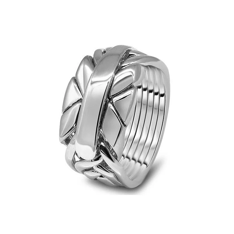 Puzzle rings with a starburst design for a celestial lookMens Platinum 7APC-M