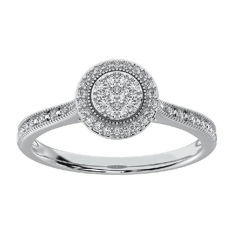Channel - Set Women's Diamond Rings with Diamonds Securely Held in a Metal Groove for Durability10K White Gold 1/5 CTW. Cluster Diamond Promise Ring Channel - Set Women's Diamond Rings with Diamonds Securely Held in a Metal Groove for Durability10K White Gold 1/5 CTW. Cluster Diamond Promise Ring