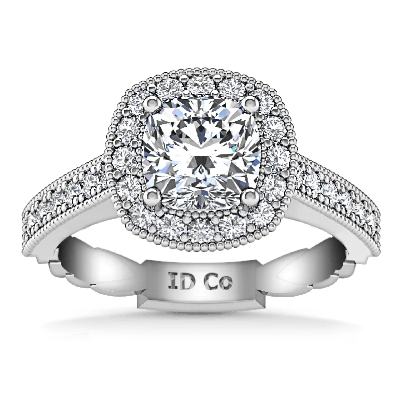 Gothic - Style Women's Rings with Black Onyx and Silver SkullsHalo Cushion Cut Diamond Engagement Ring Geneve 14K White Gold Gothic - Style Women's Rings with Black Onyx and Silver SkullsHalo Cushion Cut Diamond Engagement Ring Geneve 14K White Gold