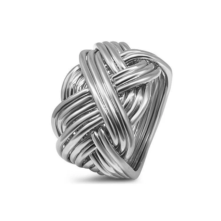 Stackable puzzle rings to create a unique lookMens Platinum 14B-M