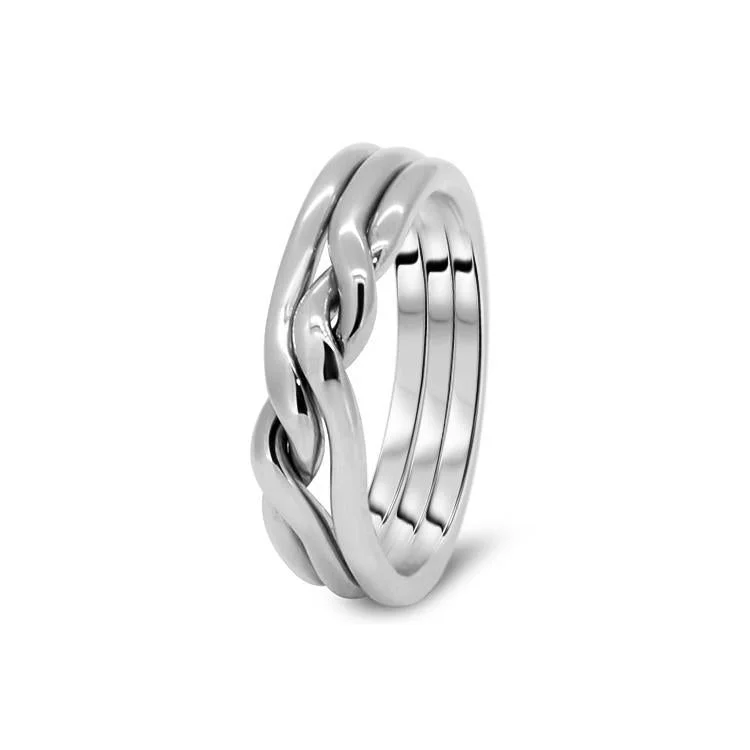 Hand - crafted puzzle rings made by local artisansWomen's Platinum 3CN-L