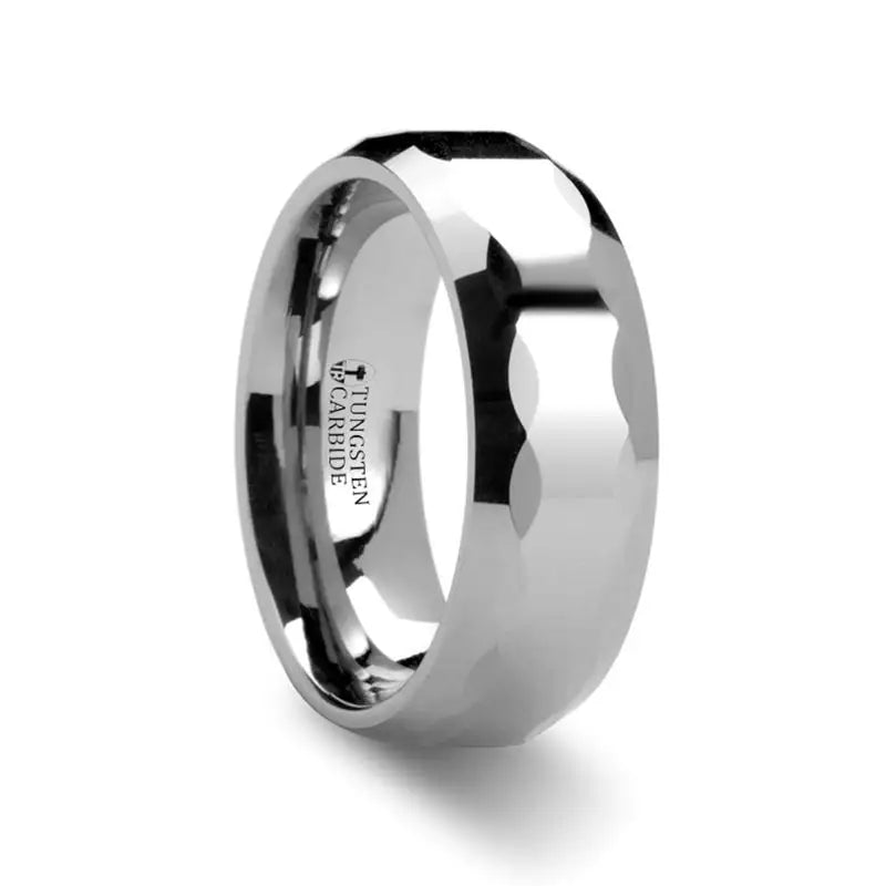 Men's high - quality handmade rings for artisanal appealCHICAGO ~ Tungsten Carbide Ring with Oval Facets Men's high - quality handmade rings for artisanal appealCHICAGO ~ Tungsten Carbide Ring with Oval Facets