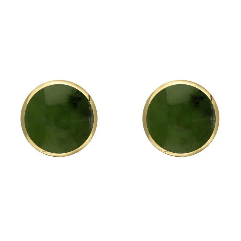 9ct Yellow Gold Jade 6mm Classic Medium Round Stud Earrings
