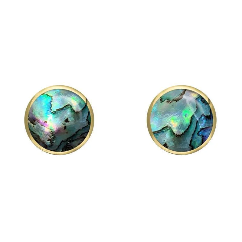 9ct Yellow Gold Abalone 5mm Classic Small Round Stud Earrings