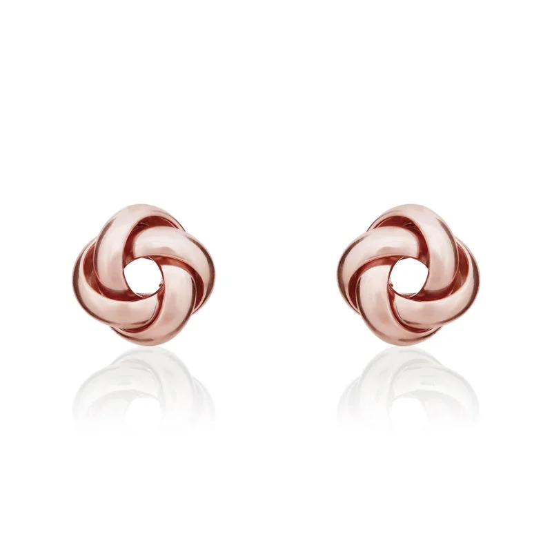 9ct Rose Gold 8mm Looped Knot Stud Earrings