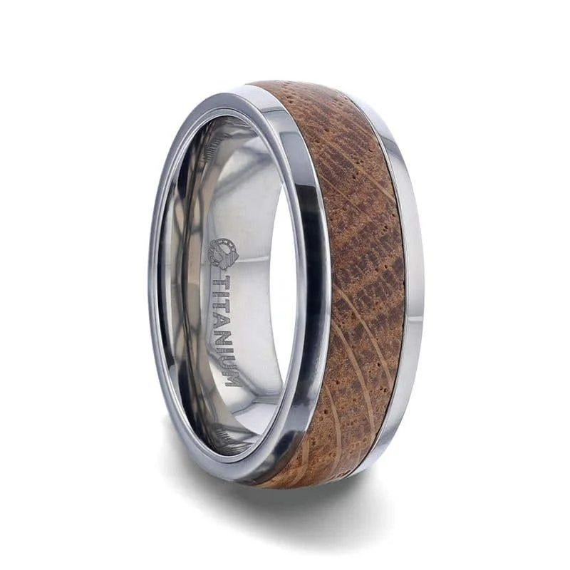 Men's Celtic - pattern rings with intricate designsThorsten STAVE Whiskey Barrel Wood Inlaid Titanium Men's Wedding Band With Domed Polished Edges Made From Genuine Whiskey Barrels - 8mm Men's Celtic - pattern rings with intricate designsThorsten STAVE Whiskey Barrel Wood Inlaid Titanium Men's Wedding Band With Domed Polished Edges Made From Genuine Whiskey Barrels - 8mm