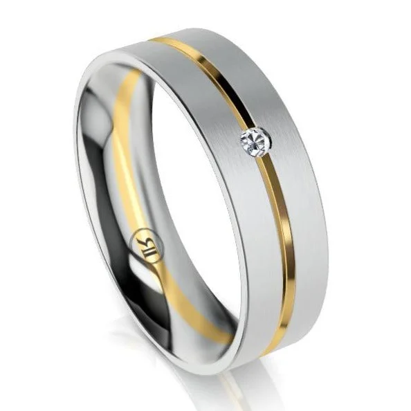 Channel - Set Women's Diamond Rings with Diamonds Securely Held in a Metal Groove for DurabilityThe Spencer Two Tone White Gold Edge Diamond Mens Wedding Ring Channel - Set Women's Diamond Rings with Diamonds Securely Held in a Metal Groove for DurabilityThe Spencer Two Tone White Gold Edge Diamond Mens Wedding Ring
