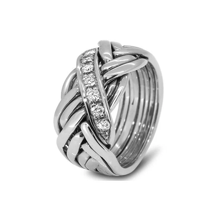 Puzzle rings with a heart - shaped centerpiece for romanticsMen's Platinum 7WRD-MD