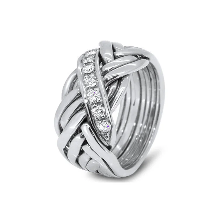 Puzzle rings with a hummingbird design for joy and energyMens Gold Diamond 7WRD-MD
