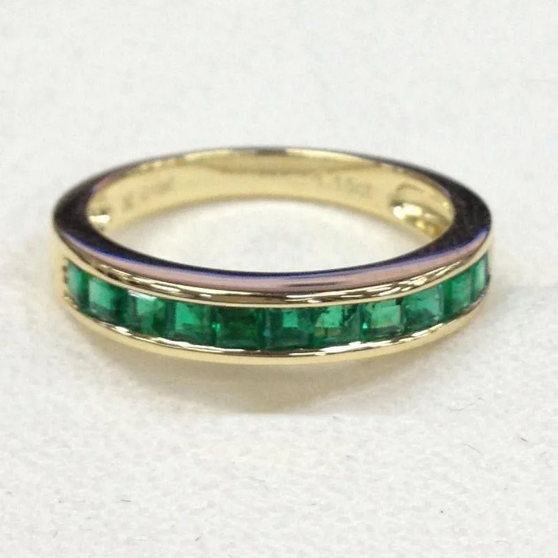 Custom - designed anniversary rings with personalized engravingsChannel-Set Princess Emerald Half Eternity May Birthstone Band Custom - designed anniversary rings with personalized engravingsChannel-Set Princess Emerald Half Eternity May Birthstone Band