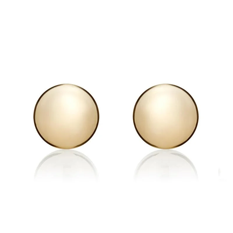 9ct Yellow Gold 10mm Button Stud Earrings