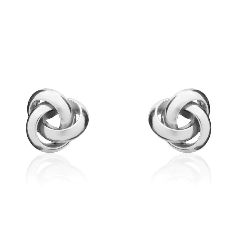 9ct White Gold 7mm Looped Knot Stud Earrings