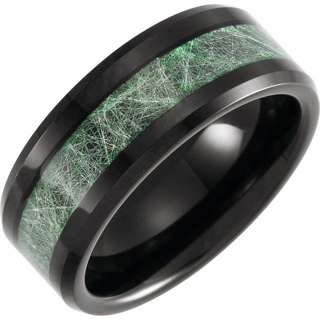 Men's budget - friendly rings for cost - conscious shoppersTungsten 8 mm Beveled-Edge Band with Imitation Meteorite Inlay Men's budget - friendly rings for cost - conscious shoppersTungsten 8 mm Beveled-Edge Band with Imitation Meteorite Inlay