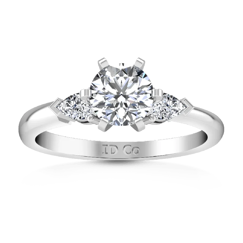 Minimalist Women's Rings with a Single Pearl in 14K Gold - Plated BandsThree Stone Engagement Ring Eliza Pear Diamond 14K White Gold Minimalist Women's Rings with a Single Pearl in 14K Gold - Plated BandsThree Stone Engagement Ring Eliza Pear Diamond 14K White Gold