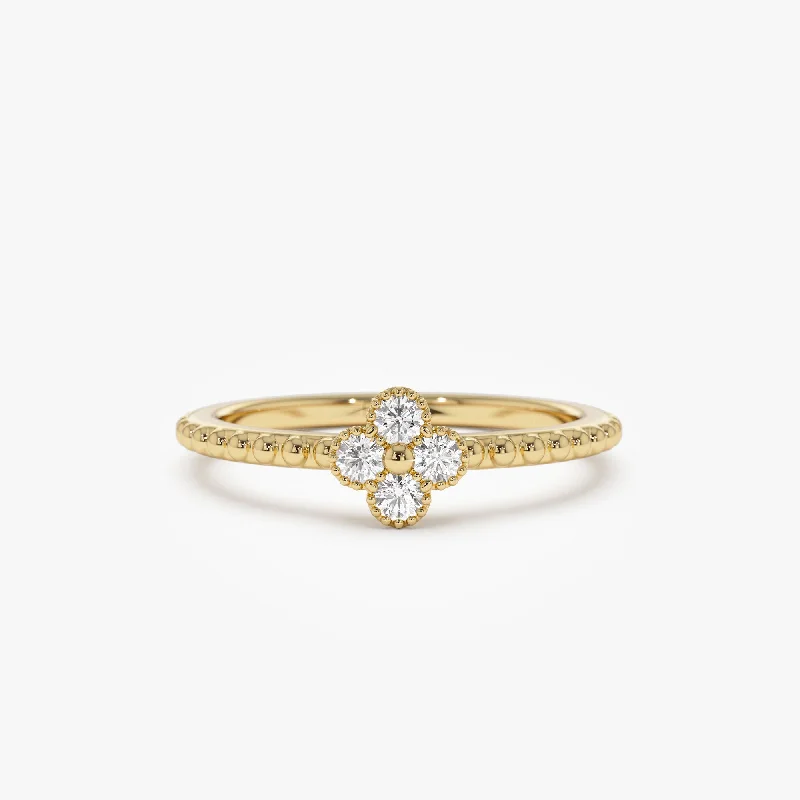Marquise - Cut Women's Diamond Rings in Palladium for a Unique and Elongated Shape14k Diamond Clover Ring Marquise - Cut Women's Diamond Rings in Palladium for a Unique and Elongated Shape14k Diamond Clover Ring