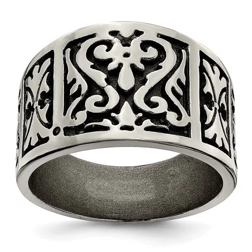 Men's shock - resistant rings for durabilityEdward Mirell Titanium Flat Casted Brushed & Polished Ring Men's shock - resistant rings for durabilityEdward Mirell Titanium Flat Casted Brushed & Polished Ring