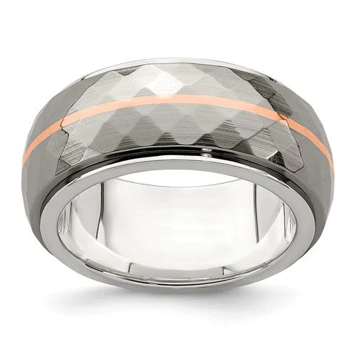 Men's budget - friendly rings for cost - conscious shoppersEdward Mirell Sterling Silver & Titanium Inlay w/ 14k Rose Gold Stripe Ring Men's budget - friendly rings for cost - conscious shoppersEdward Mirell Sterling Silver & Titanium Inlay w/ 14k Rose Gold Stripe Ring