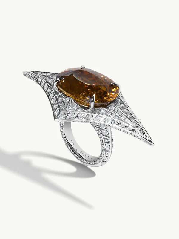 Gothic - Style Women's Rings with Black Onyx and Silver SkullsIle De Philae Ring With An Oval-Cut Zircon & Pavé-Set White Diamonds In 18K White Gold Gothic - Style Women's Rings with Black Onyx and Silver SkullsIle De Philae Ring With An Oval-Cut Zircon & Pavé-Set White Diamonds In 18K White Gold