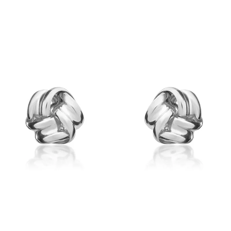 9ct White Gold 4.5mm Looped Knot Stud Earrings