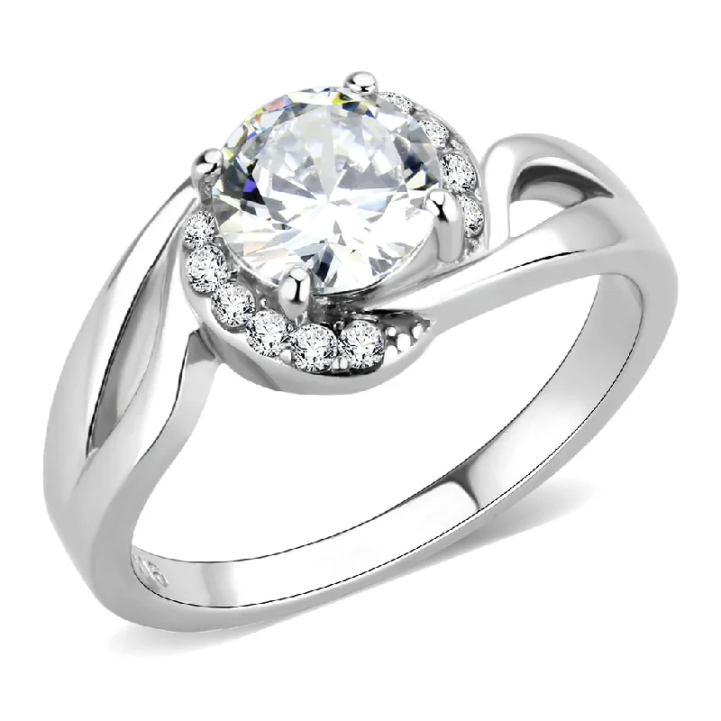 Anniversary rings with a diamond - encrusted bandCJ3701 Wholesale Women's Stainless Steel High polished AAA Grade CZ Clear Intertwined Solitaire Minimal Ring Anniversary rings with a diamond - encrusted bandCJ3701 Wholesale Women's Stainless Steel High polished AAA Grade CZ Clear Intertwined Solitaire Minimal Ring