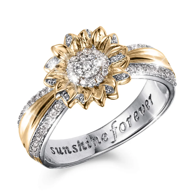 Women's Rings with Hidden Compartments for Secret KeepsakesSunlit Sunflower Trio Ring Women's Rings with Hidden Compartments for Secret KeepsakesSunlit Sunflower Trio Ring