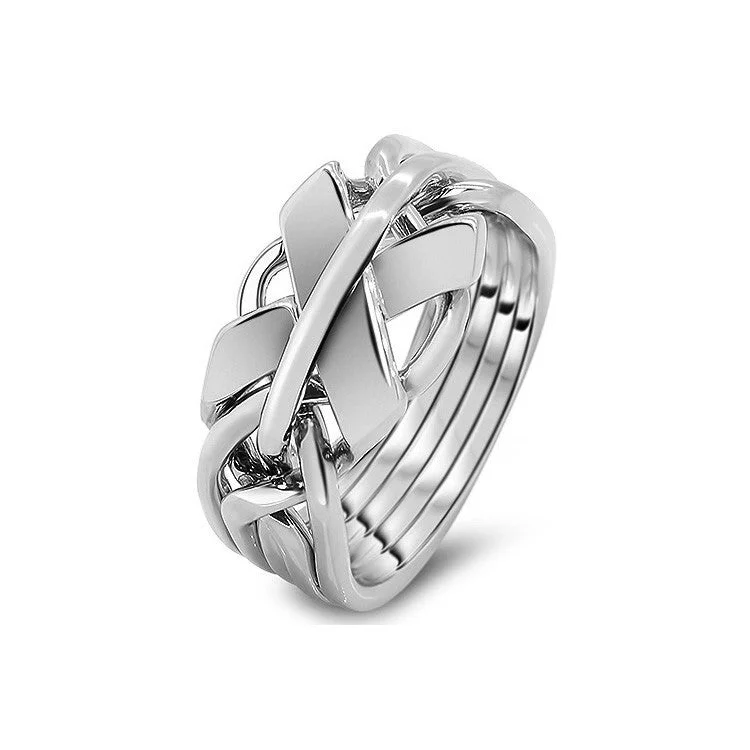 Puzzle rings with a lion motif for courage and leadershipMens Platinum 5FX-M