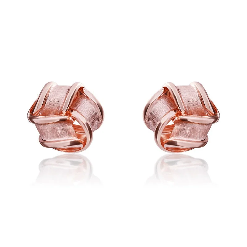 9ct Rose Gold 10mm Looped Knot Stud Earrings