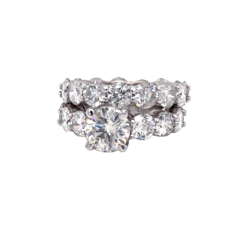 Art Deco - Inspired Women's Diamond Rings with Geometric Designs and Baguette - Cut Diamonds1.58CT Round Diamond with 8 Side Diamonds Engagement Ring 4.1ct Eternity Band Art Deco - Inspired Women's Diamond Rings with Geometric Designs and Baguette - Cut Diamonds1.58CT Round Diamond with 8 Side Diamonds Engagement Ring 4.1ct Eternity Band