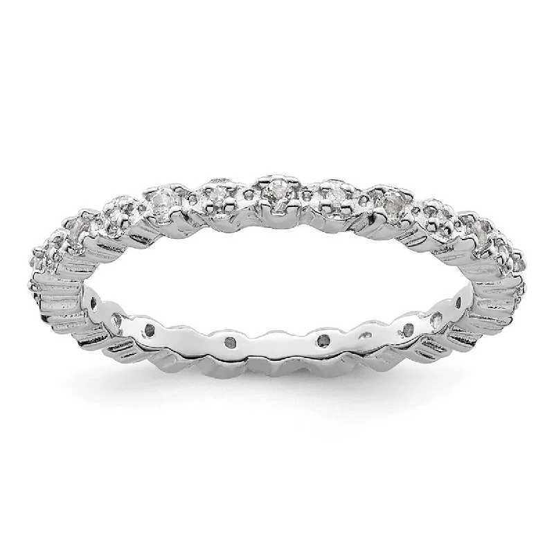 Adjustable Women's Diamond Rings with a Flexible Band for a Comfortable and Custom FitCurata 925 Sterling Silver Polished Prong set Stackable Expressions White Topaz and Diamond Ring Adjustable Women's Diamond Rings with a Flexible Band for a Comfortable and Custom FitCurata 925 Sterling Silver Polished Prong set Stackable Expressions White Topaz and Diamond Ring