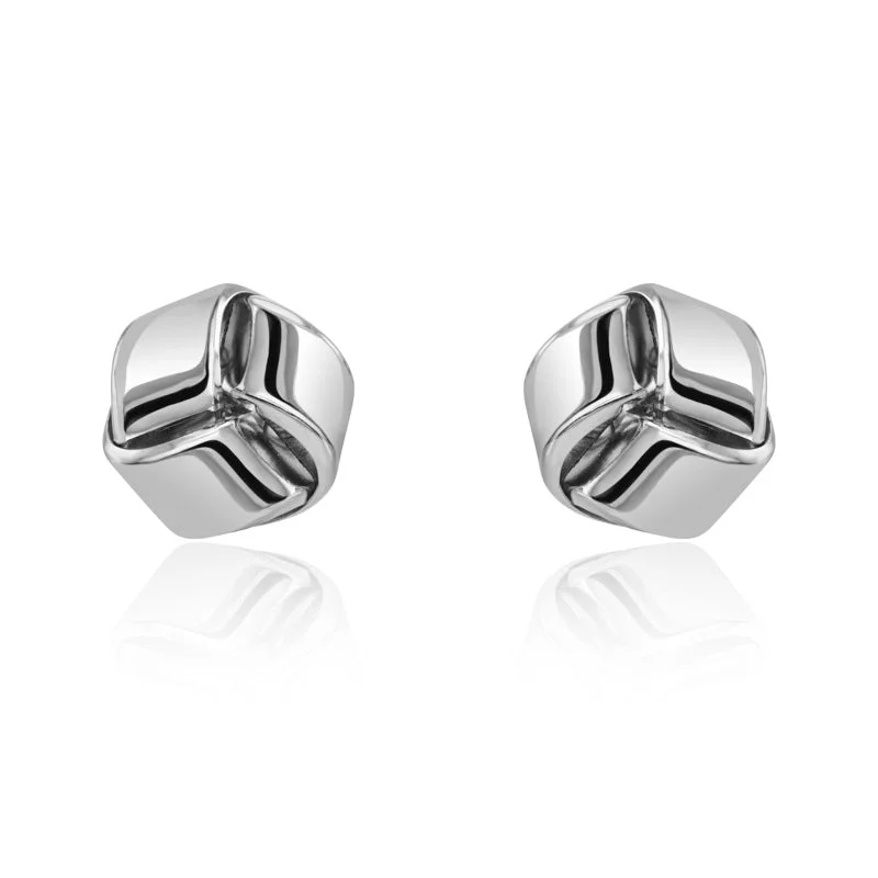 9ct White Gold 9mm Looped Knot Stud Earrings