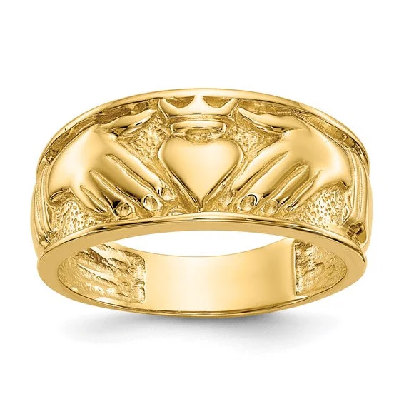 Men's rose - gold - plated rings for a trendy color14k Yellow Gold Polished Men's Claddagh Band Men's rose - gold - plated rings for a trendy color14k Yellow Gold Polished Men's Claddagh Band