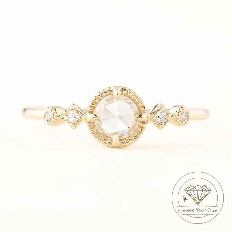 Channel - Set Women's Diamond Rings with Diamonds Securely Held in a Metal Groove for DurabilityStella Ring, Round Rose Cut Diamond Channel - Set Women's Diamond Rings with Diamonds Securely Held in a Metal Groove for DurabilityStella Ring, Round Rose Cut Diamond